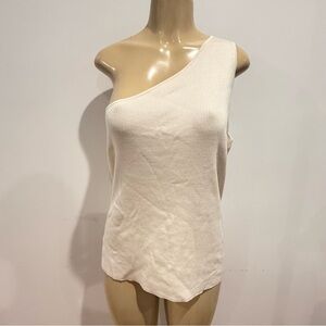 Banana Republic One Shoulder Ribbed Top Sz XL Silk Blend Heritage Cream Knit